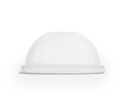 Full shot of Vegware C96D-NH Compostable Cold Cup Domed Lid Without Hole For 12 and 16oz Cups.