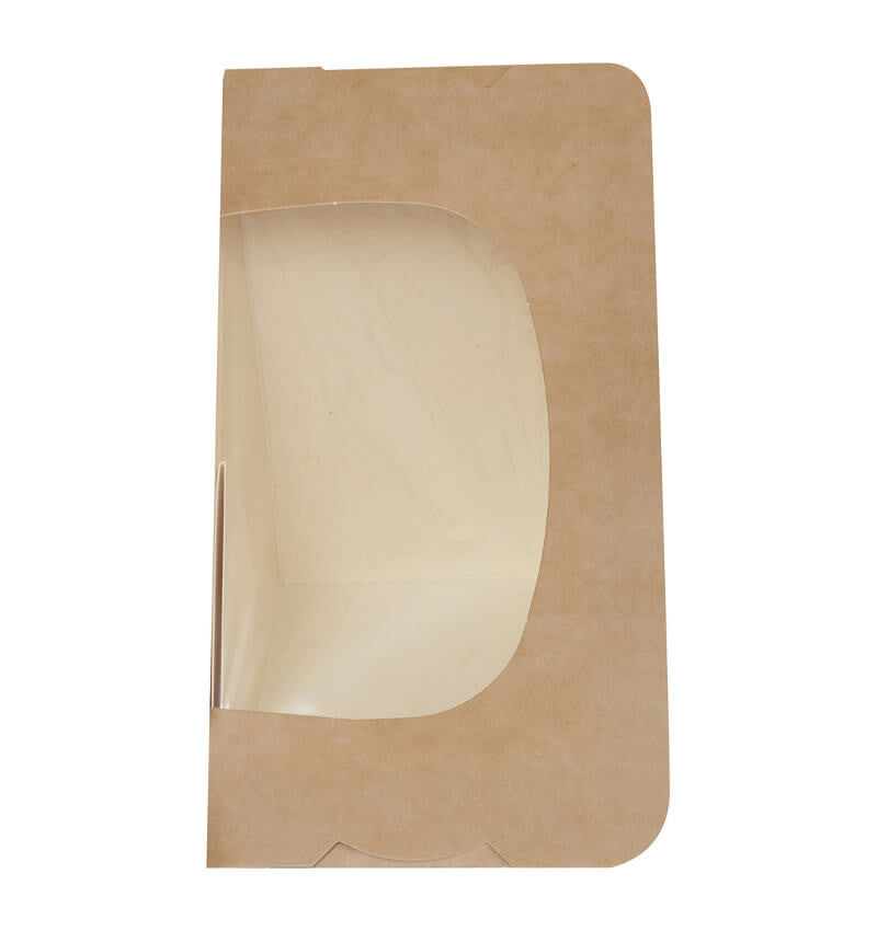 Full shot of 3 pcs Colpac Compostable Sandwich Box Kraft 125 x 77 x 72mm front