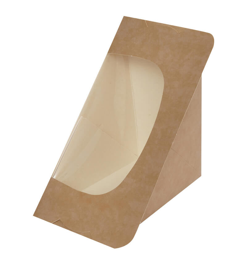 Full shot of 3 pcs Colpac Compostable Sandwich Box Kraft 125 x 77 x 72mm