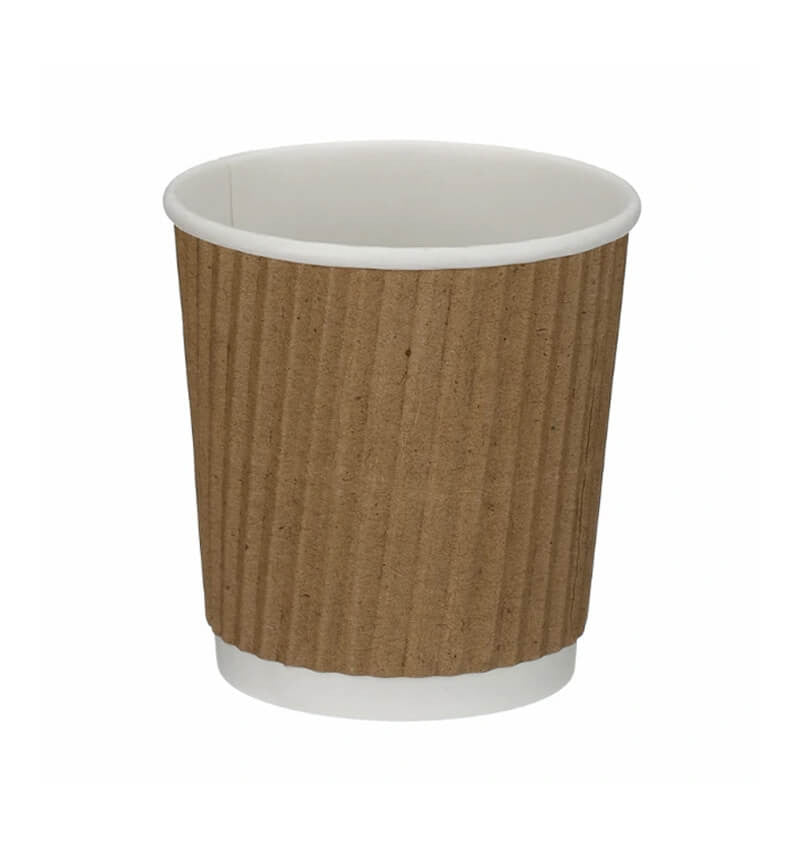 Full shot of 4 oz Disposable Ripple Wall Espresso Cup.