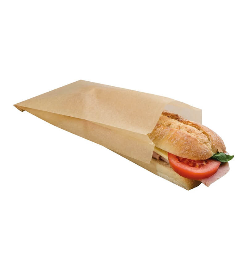 Side shot of Colpac Non Stick Contact Grill Bag 320 x 105mm with content