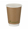 25 Pack 8oz Double Wall Kraft Compostable Coffee Cup