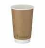 25 Pack 16oz Double Wall Kraft Compostable Coffee Cup