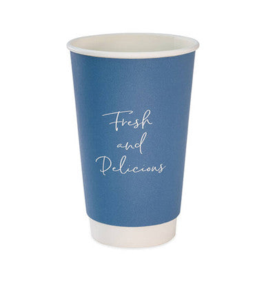 16oz Blue Double Wall Coffee Cup With With Message On 500 Pack