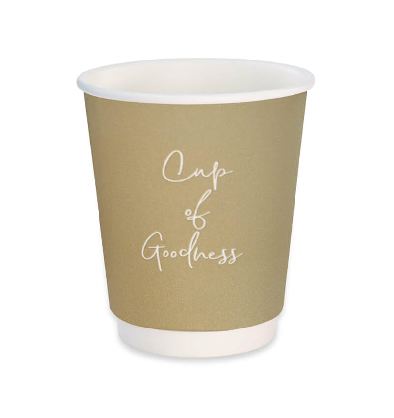 8oz Oatmeal Double Wall Coffee Cup With Message On 500 Pack