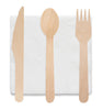 4 In 1 Wrapped Wooden Cutlery Pack Including Knife Fork Spoon Napkin 250 Pack