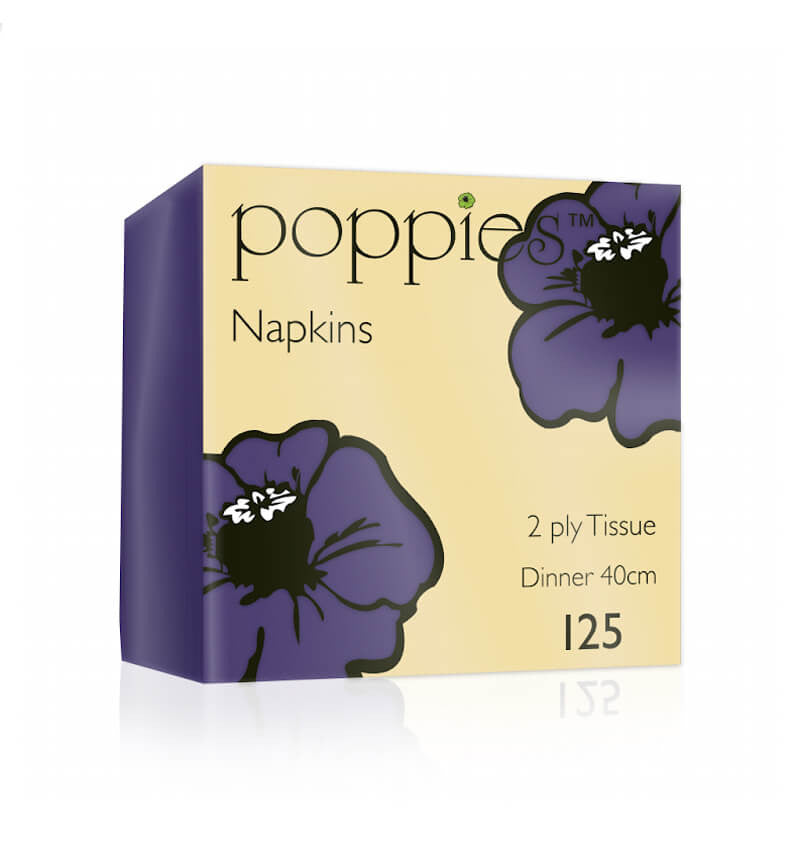 125 Pack 2 Ply Purple Paper Napkin 4 Fold 40 x 40cm