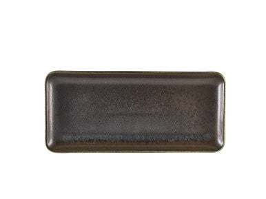 Terra Porcelain Black Narrow Rectangular Platter 31 x 14cm 6 Pack