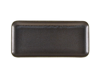 Terra Porcelain Black Narrow Rectangular Platter 36 x 16.5cm 3 Pack