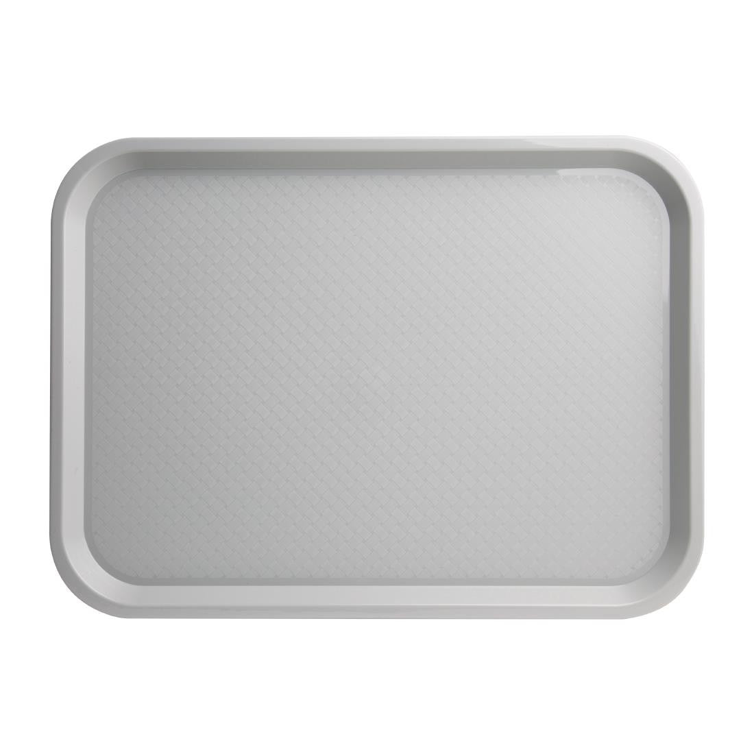 front view of Olympia Kristallon Polypropylene Fast Food Tray Grey Large 450mm.