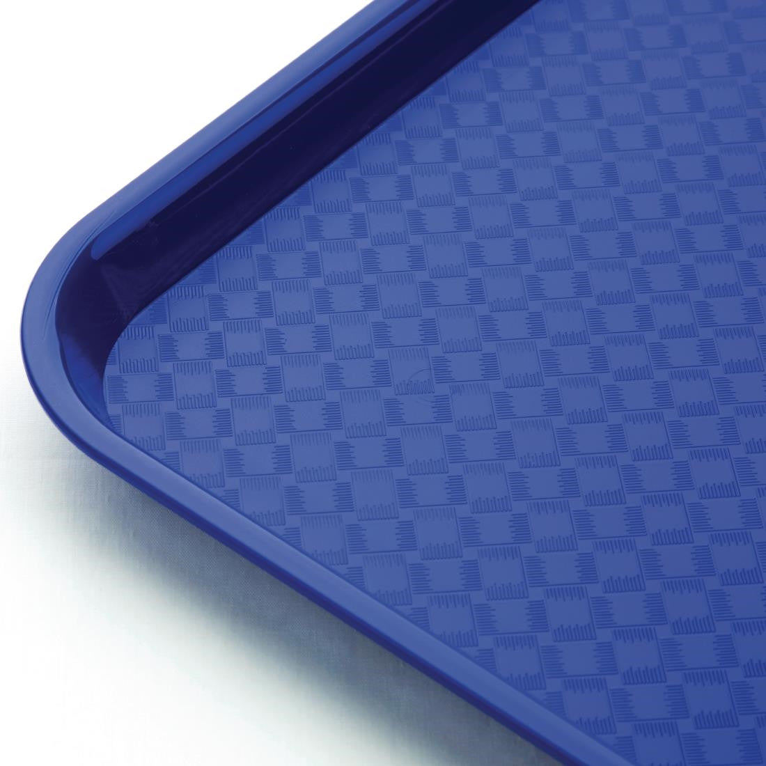 Corner of Olympia Kristallon Polypropylene Fast Food Tray Blue Large 450mm.