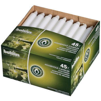 Bolsius Bistro Candles White 7 Inch 45 Pack