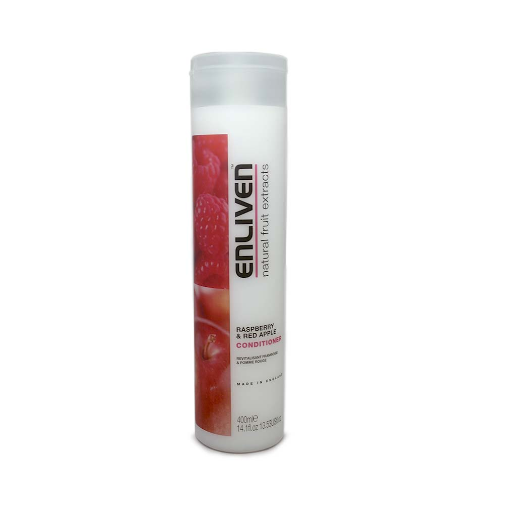A bottle of Enliven Raspberry And Apple Conditioner 400ml