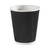 Disposable 12oz Black Ripple Wall Coffee Cups 500 Pack