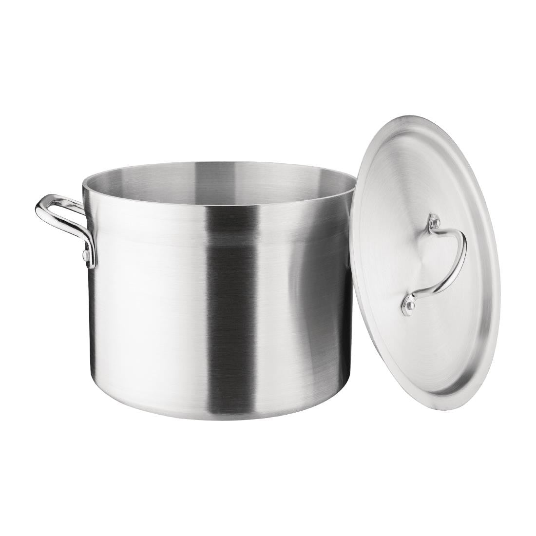 Shot of Vogue Deep Boiling Pot 7.6Ltr with lid on the side.