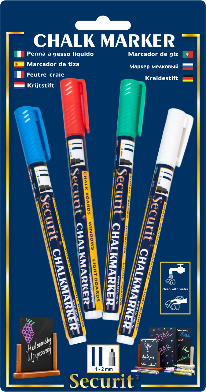 Chalkmarkers 4 Colour Pack (R G W Bl) Small