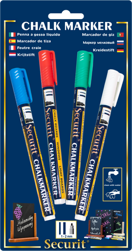 Chalkmarkers 4 Colour Pack (R G W Bl) Small