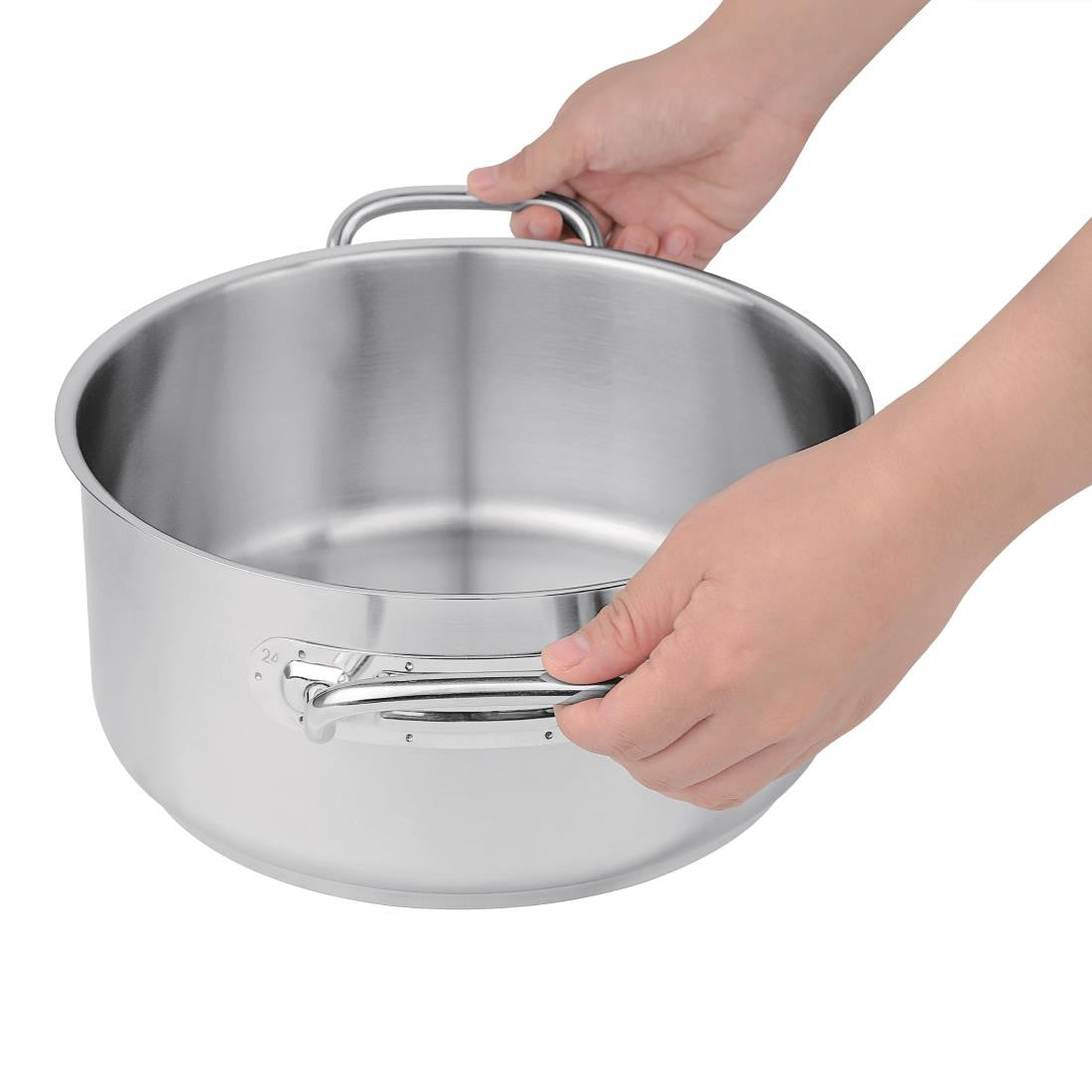 Vogue Perforated Spoon with Hook 12" in hand.