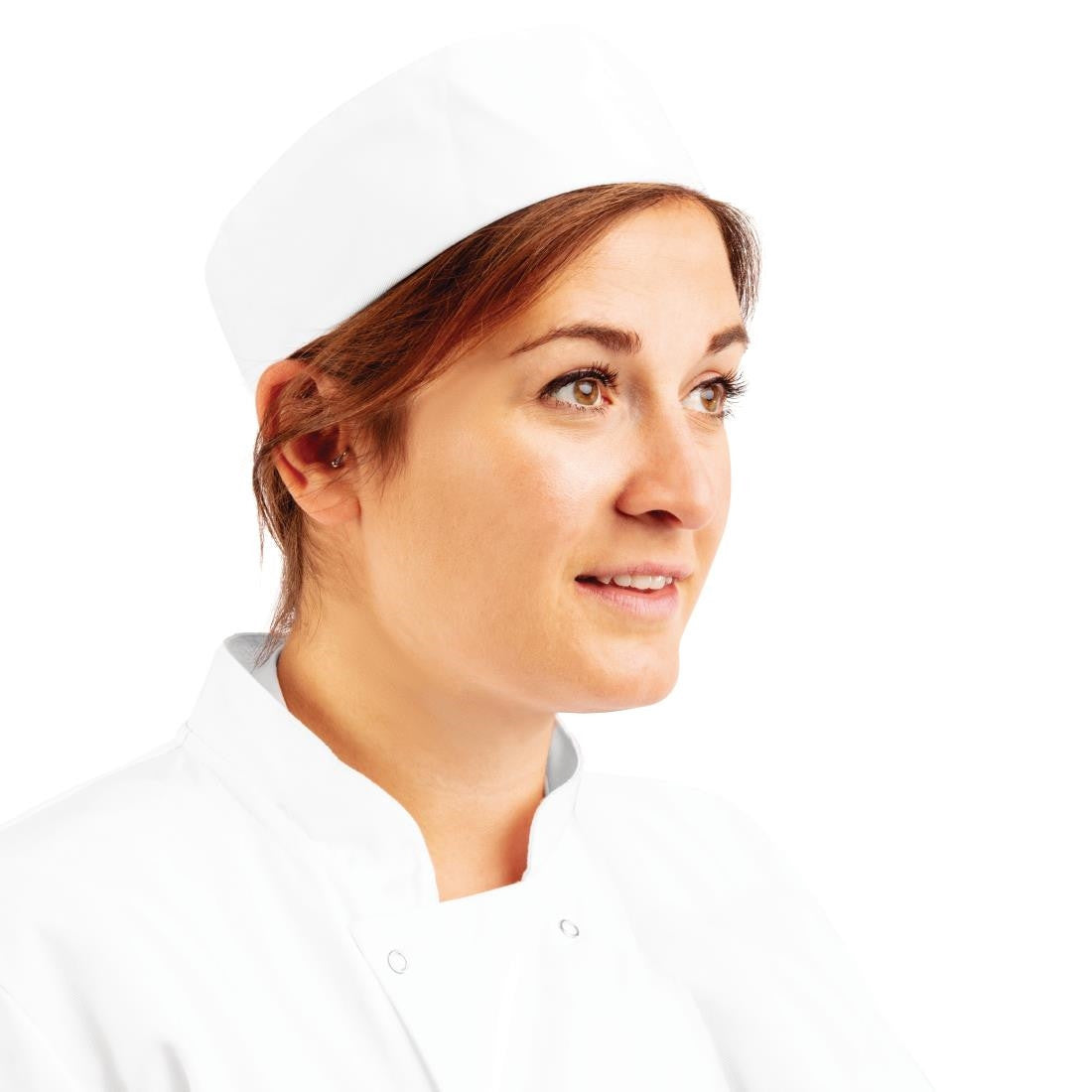 Whites Chefs Unisex Skull Cap Polycotton White - L A203-L