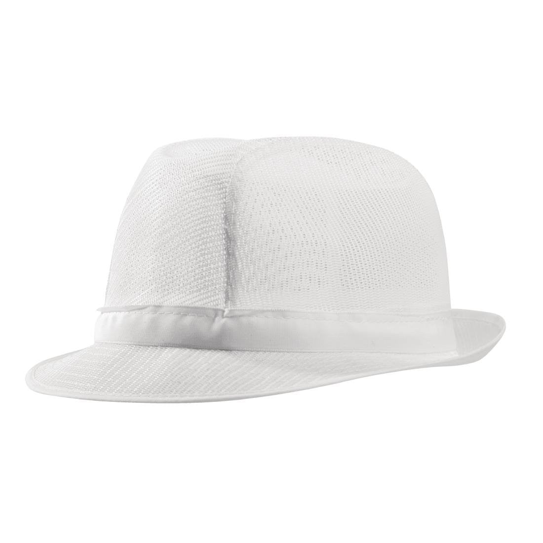 Trilby Hat with Net Snood White S A653-S