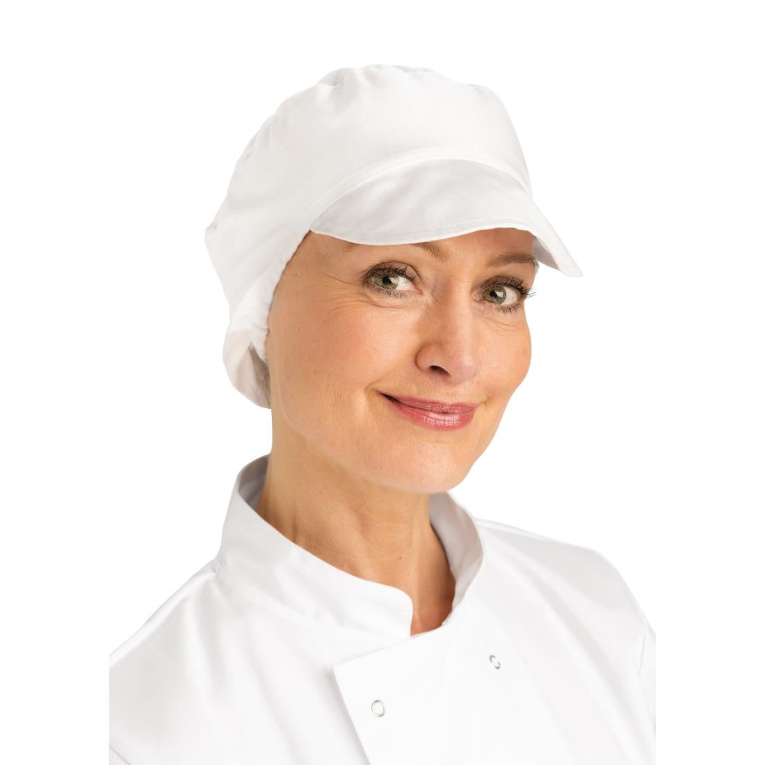 Whites Unisex Bakers Cap with Snood White A215