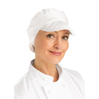 Whites Unisex Bakers Cap with Snood White A215