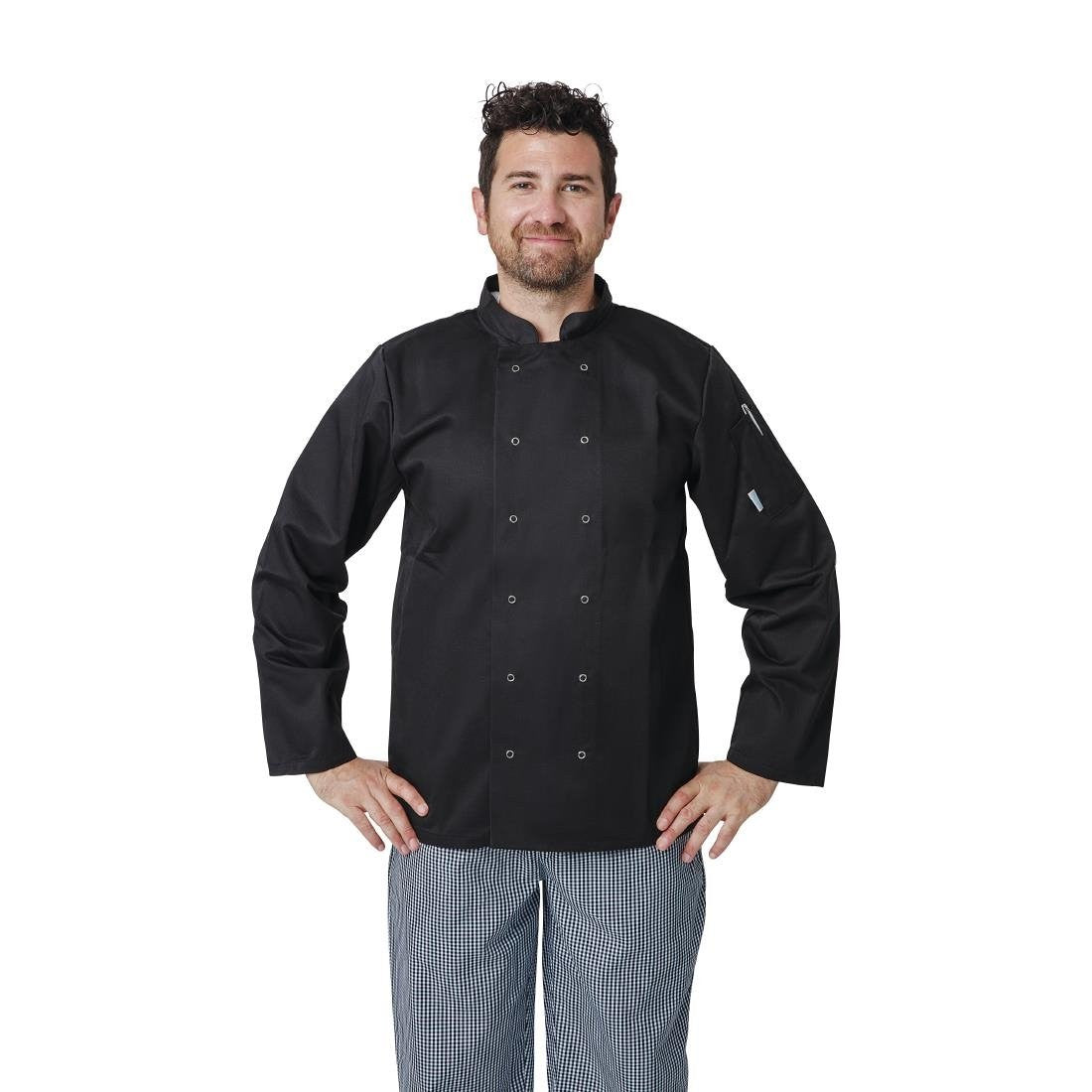 Whites Vegas Unisex Chefs Jacket Long Sleeve Black XXL A438-XXL