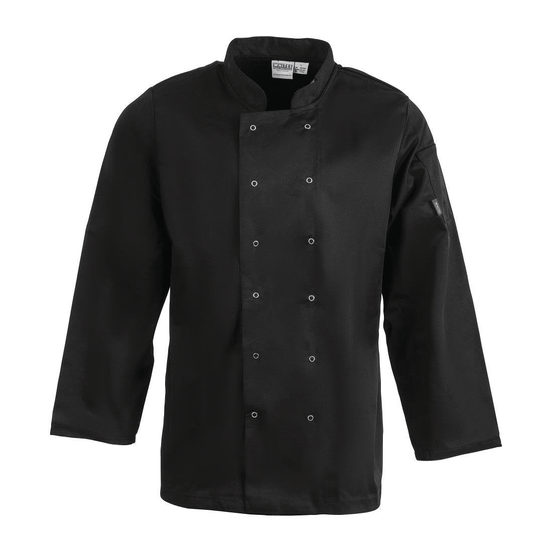 Whites Vegas Unisex Chefs Jacket Long Sleeve Black XL A438-XL