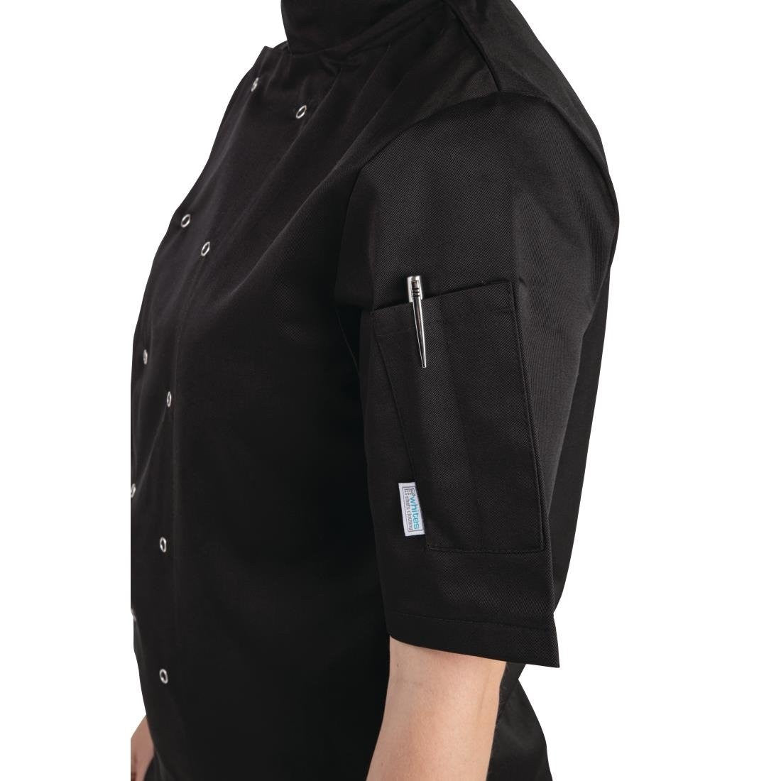 Whites Vegas Unisex Chefs Jacket Short Sleeve Black XS A439-XS