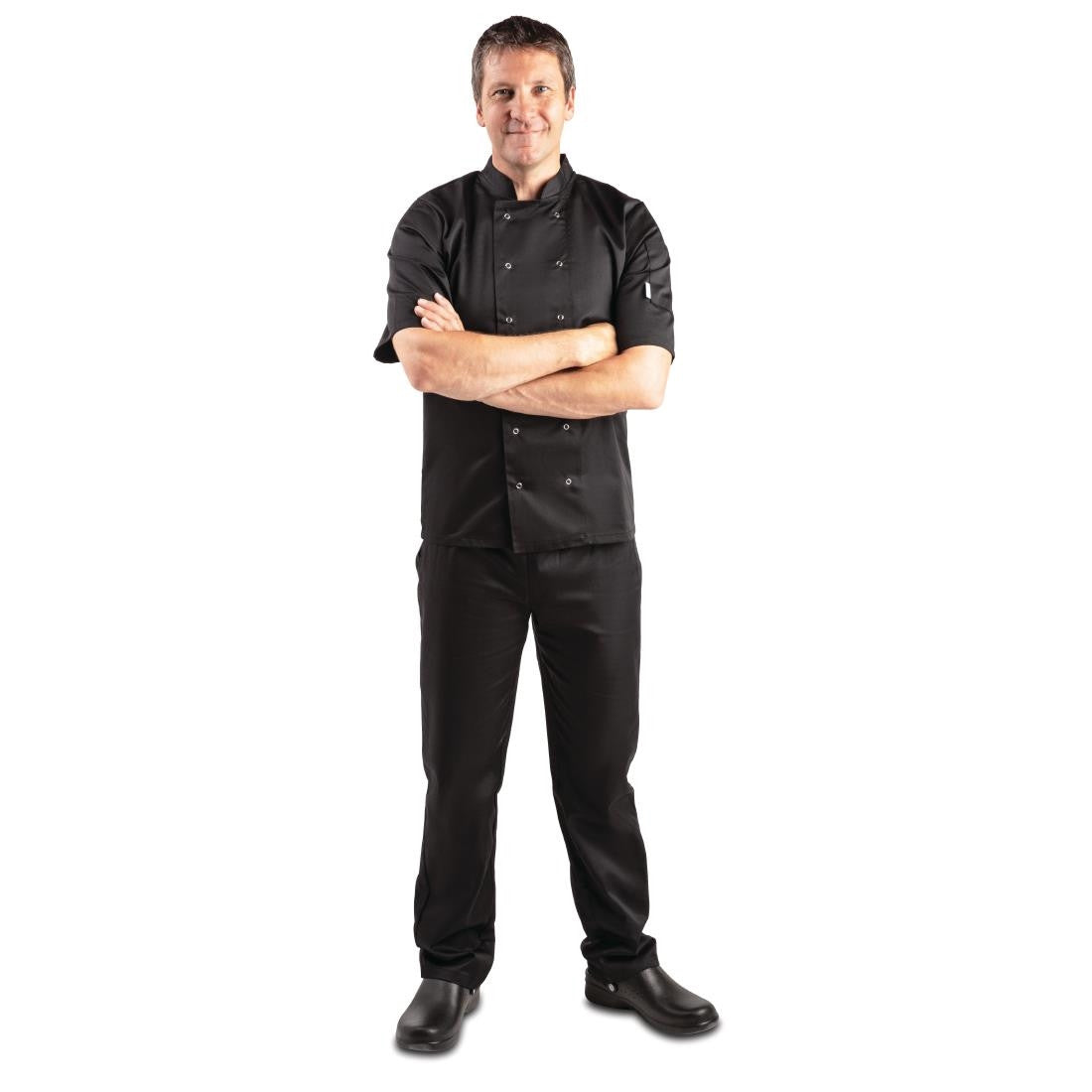 Whites Vegas Unisex Chefs Jacket Short Sleeve Black M A439-M