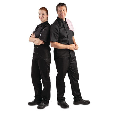 Whites Vegas Unisex Chefs Jacket Short Sleeve Black XS A439-XS