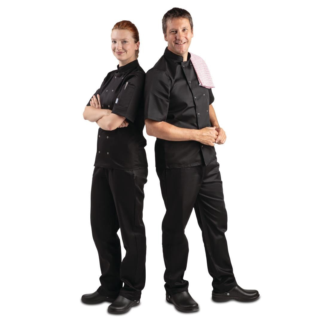 Whites Vegas Unisex Chefs Jacket Short Sleeve Black L A439-L