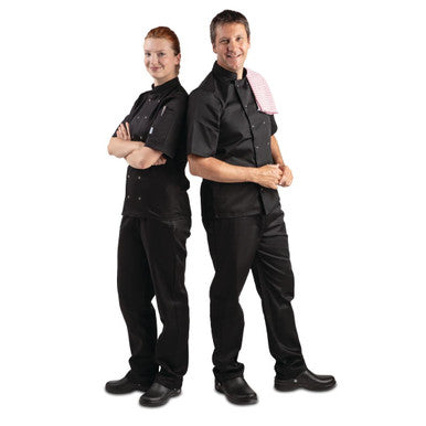 Whites Vegas Unisex Chefs Jacket Short Sleeve Black L A439-L