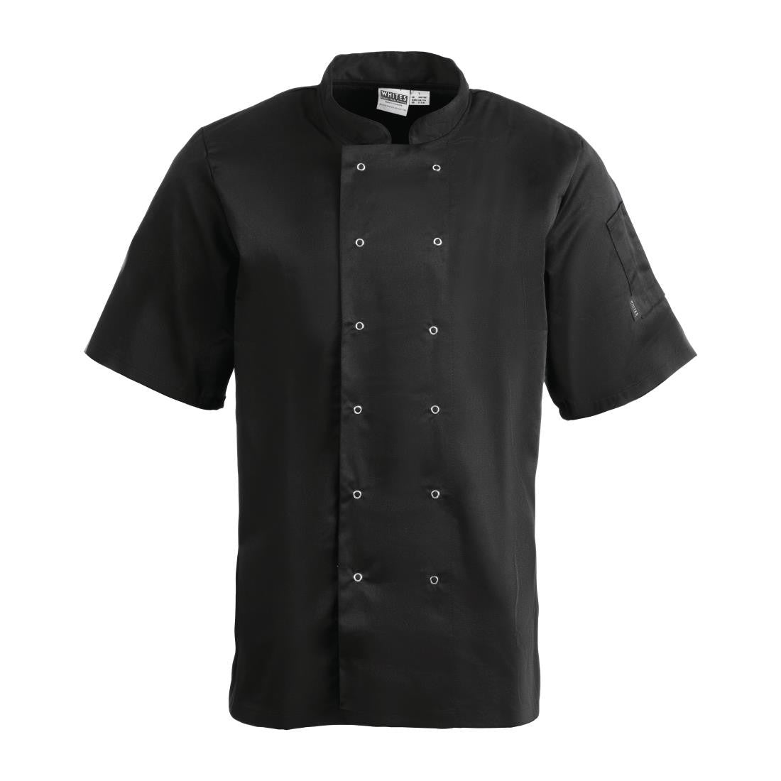 Whites Vegas Unisex Chefs Jacket Short Sleeve Black S A439-S