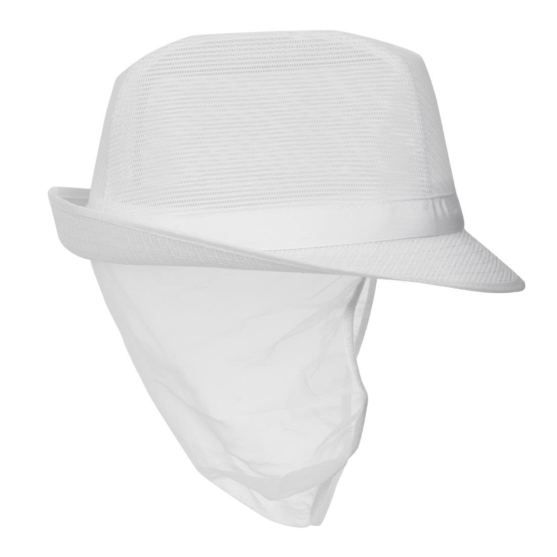 Trilby Hat with Net Snood White S A653-S