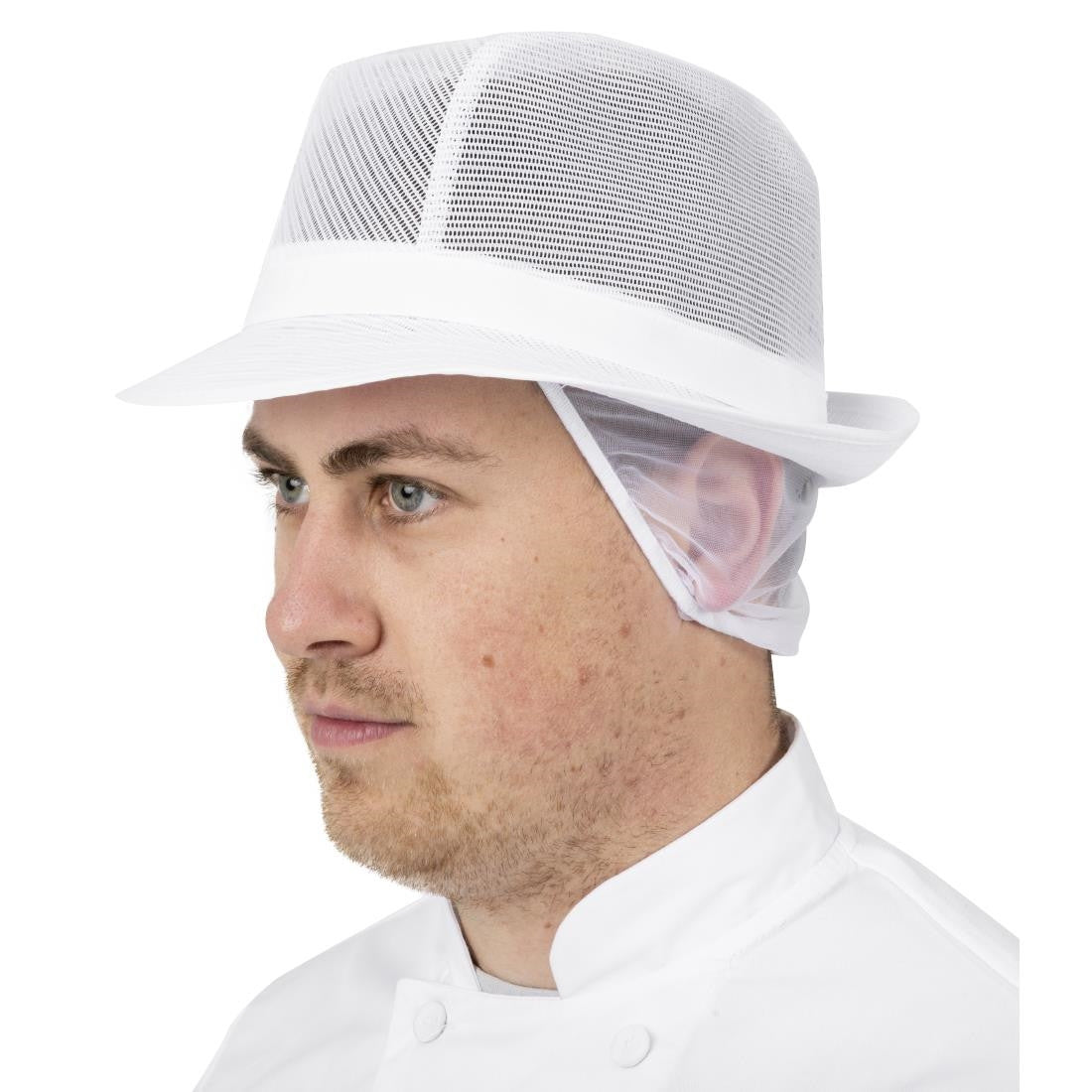 Trilby Hat with Net Snood White M A653-M