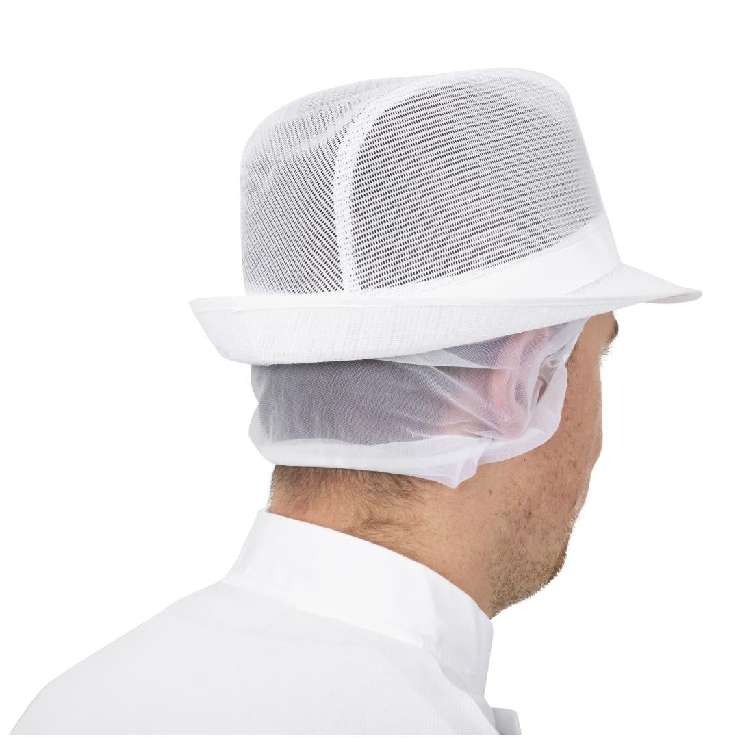 Trilby Hat with Net Snood White M A653-M