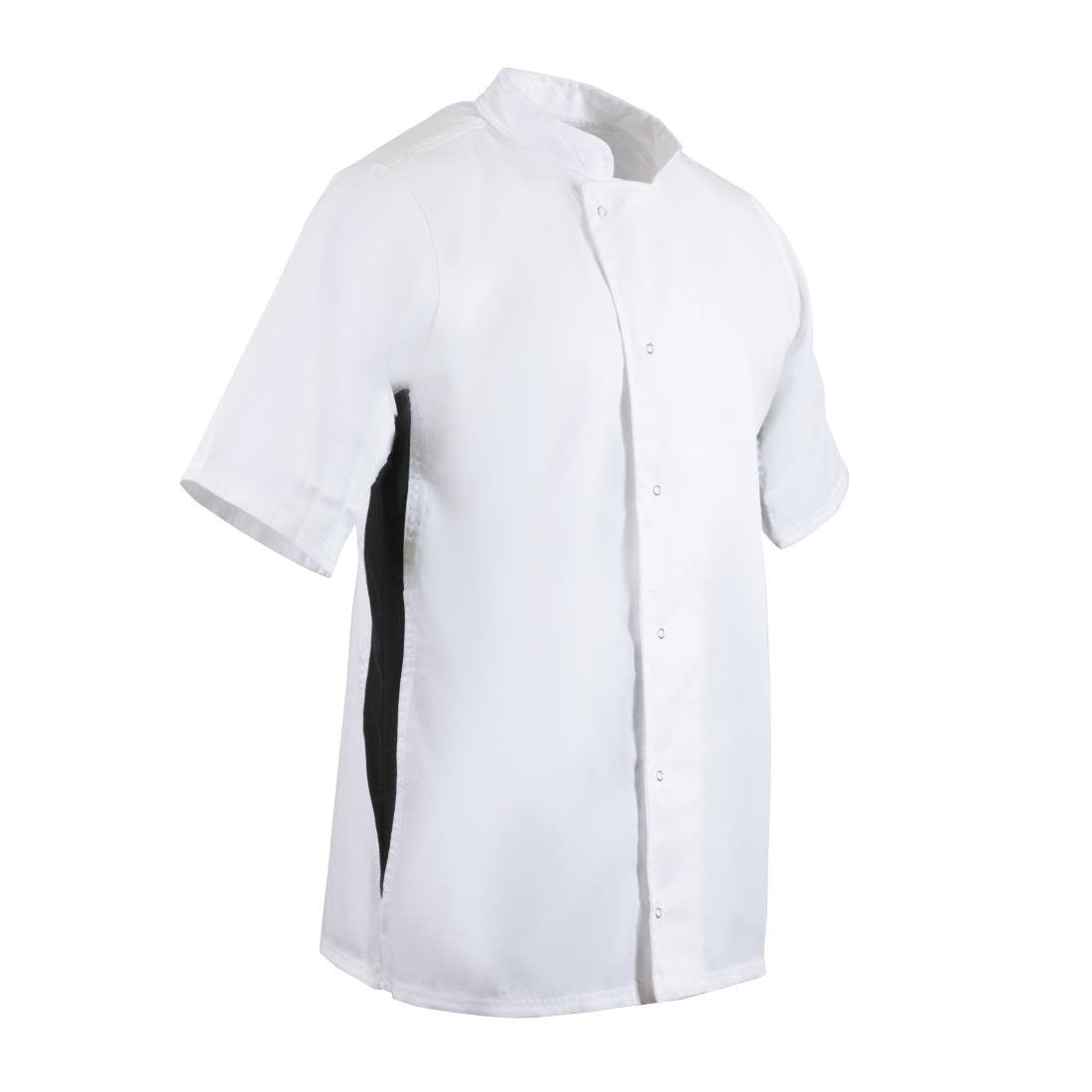 Whites Nevada Unisex Chefs Jacket Short Sleeve Black and White 2XL A928-XXL