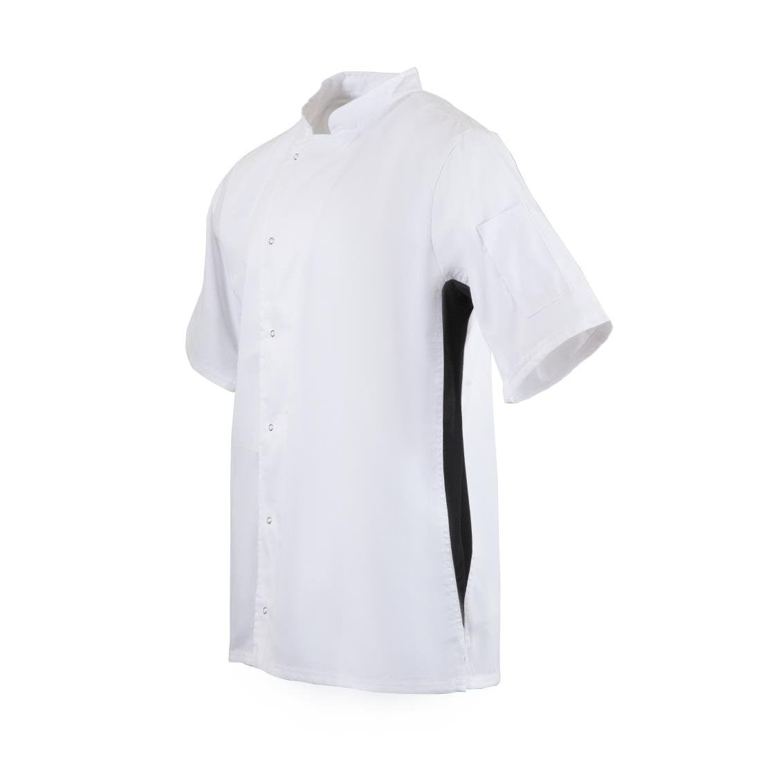 Whites Nevada Unisex Chefs Jacket Short Sleeve Black and White XL A928-XL