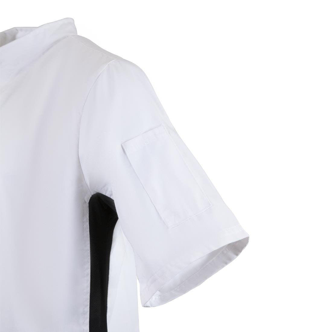 Whites Nevada Unisex Chefs Jacket Short Sleeve Black and White XL A928-XL