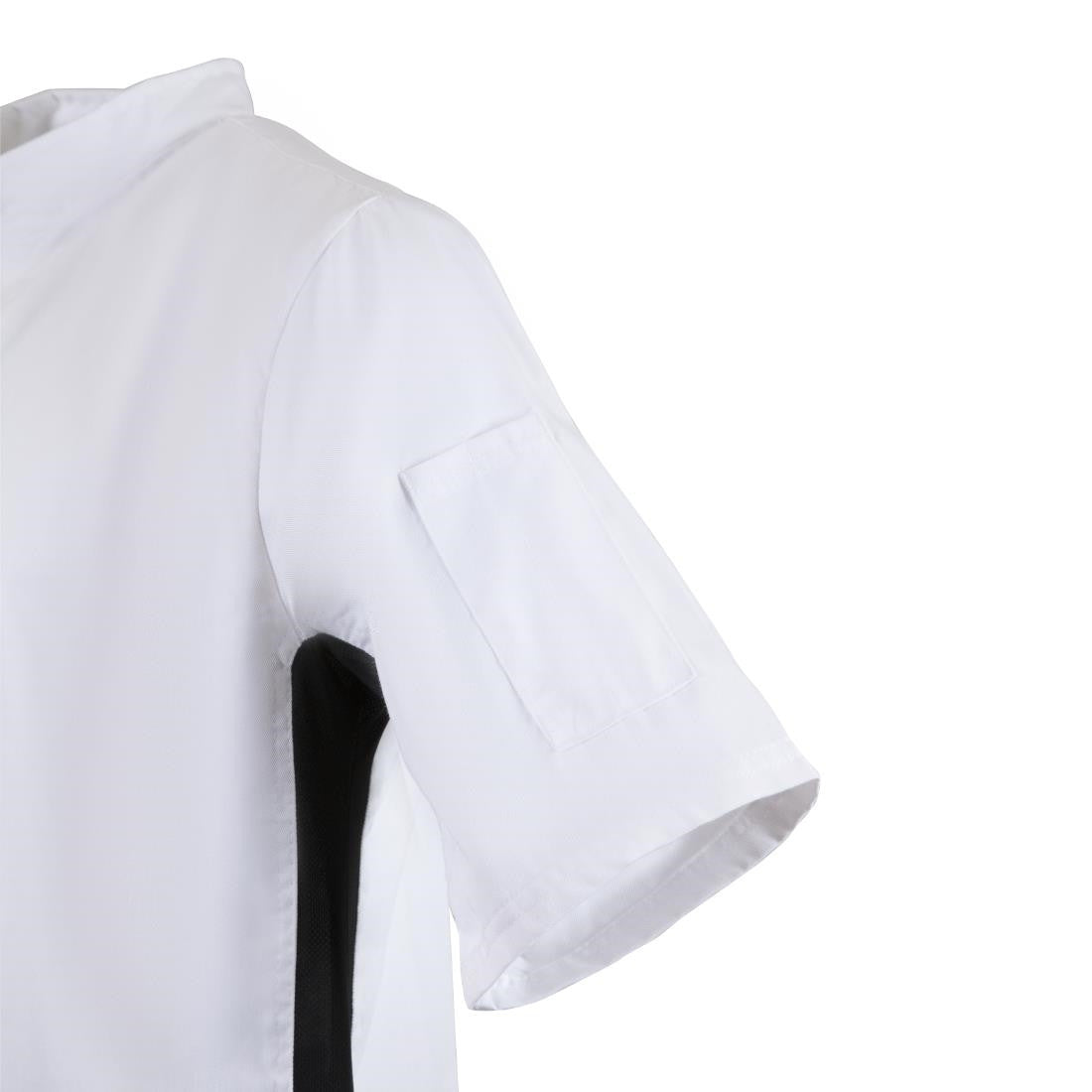 Whites Nevada Unisex Chefs Jacket Short Sleeve Black and White L A928-L