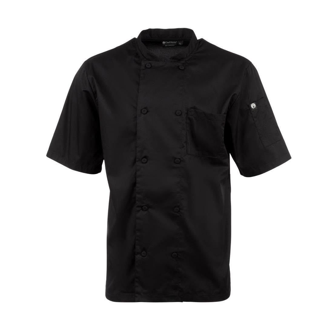 Chefs Works Montreal Cool Vent Unisex Short Sleeve Chefs Jacket Black L B054-L