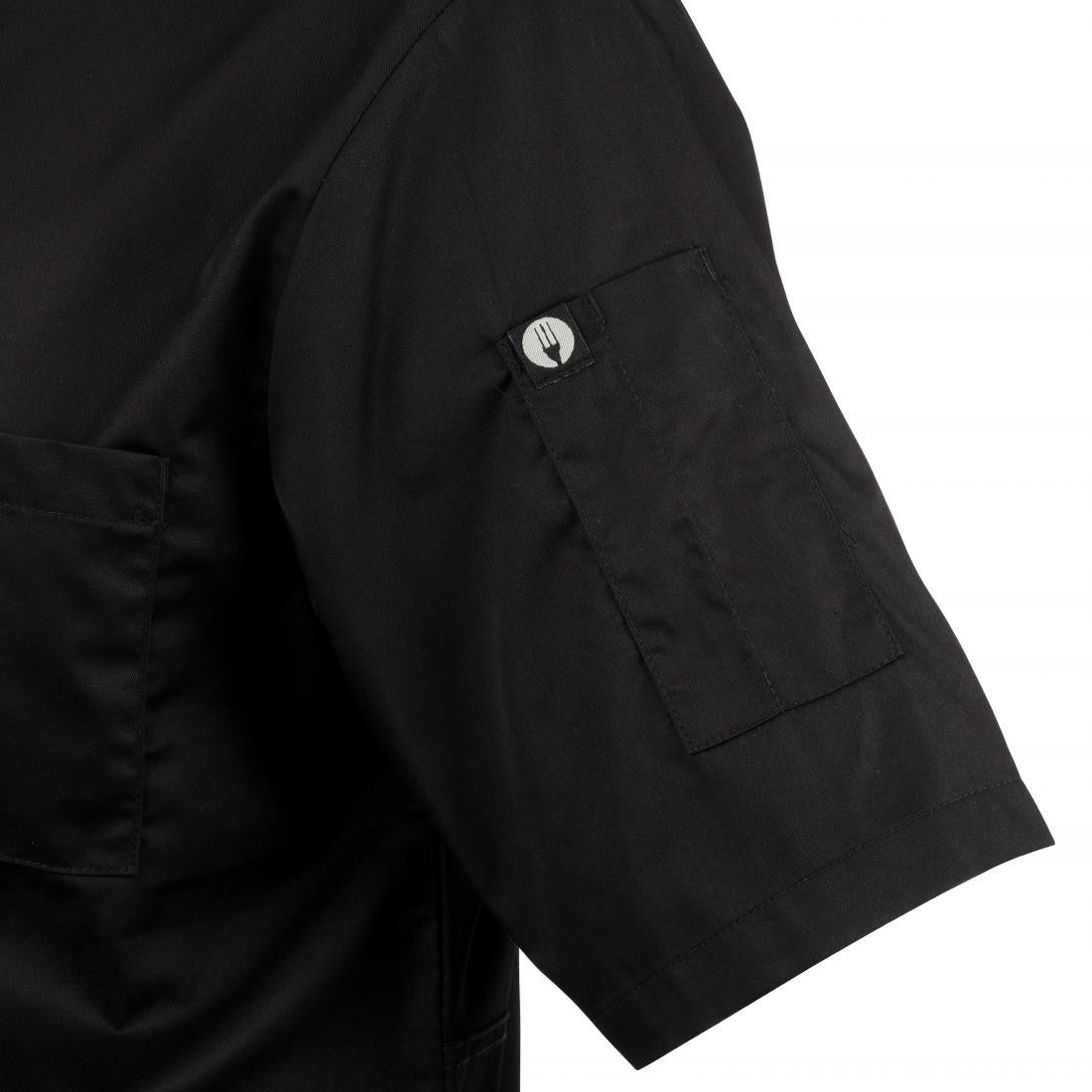 Chefs Works Montreal Cool Vent Unisex Short Sleeve Chefs Jacket Black 4XL B054-4XL
