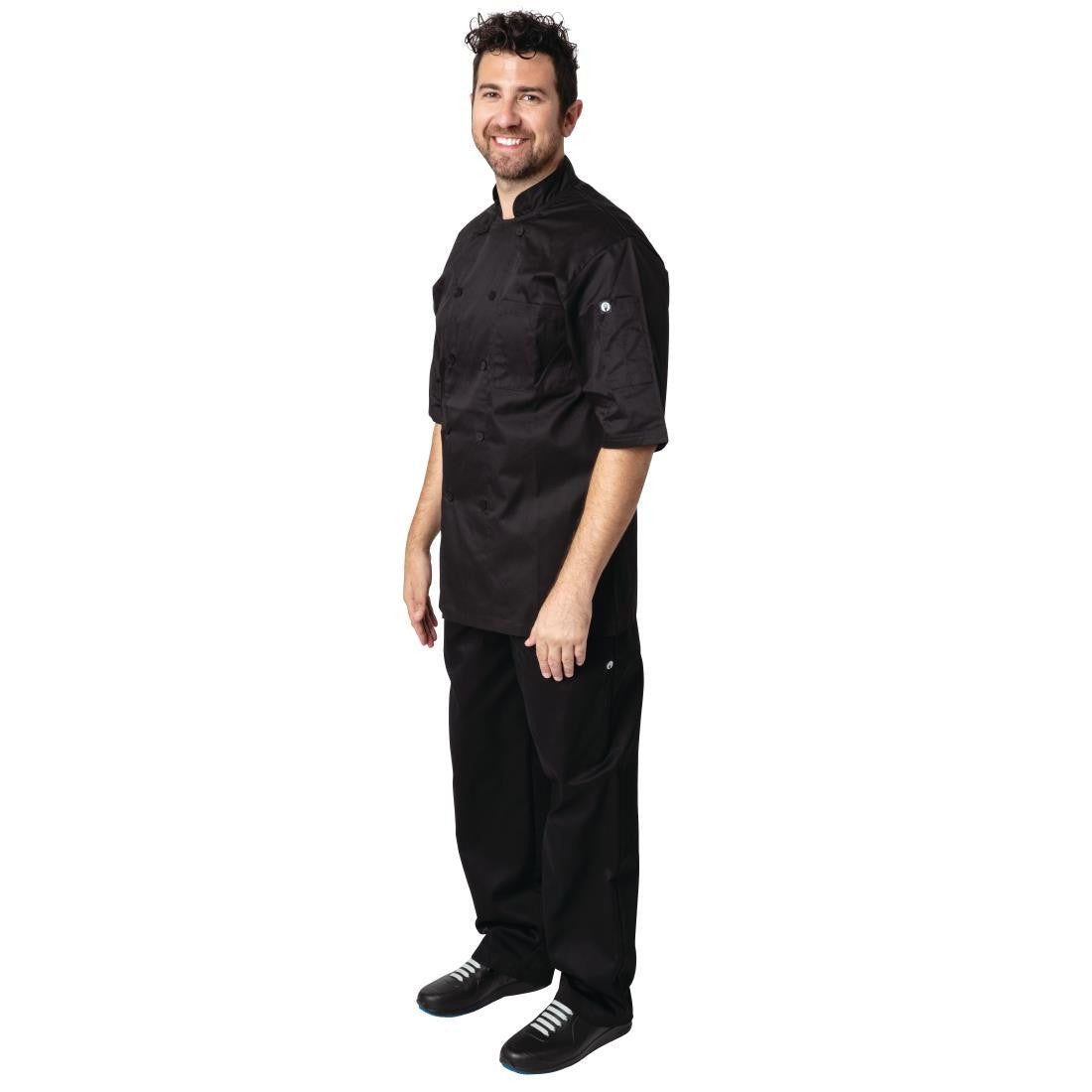 Chefs Works Montreal Cool Vent Unisex Short Sleeve Chefs Jacket Black XL B054-XL