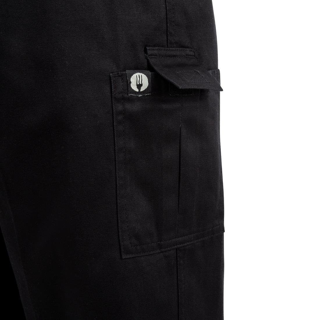 Chef Works Unisex Slim Fit Cargo Chefs Trousers Black S B222-S