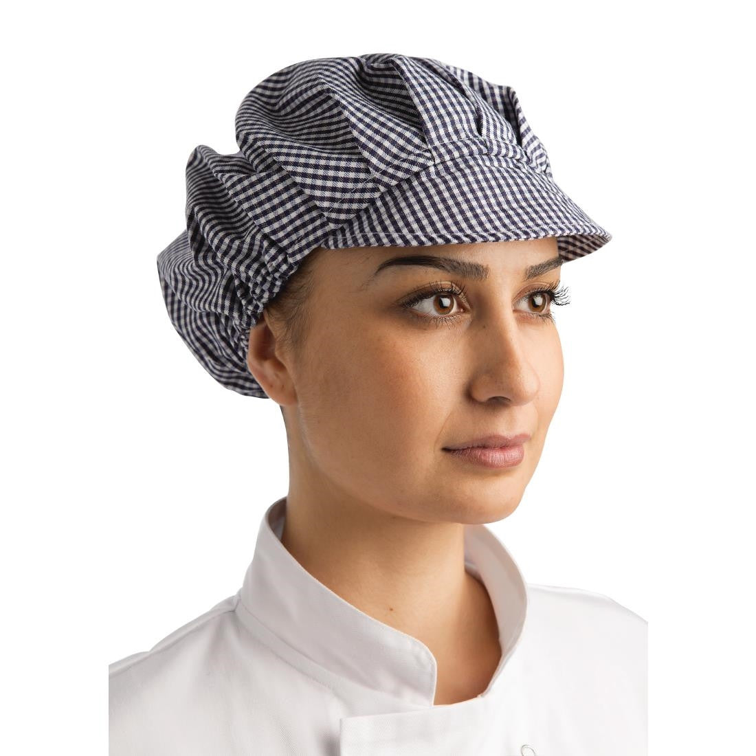 Whites Peaked Unisex Hat Blue and White Check B257