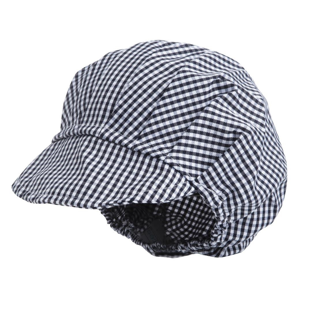 Whites Peaked Unisex Hat Blue and White Check B257