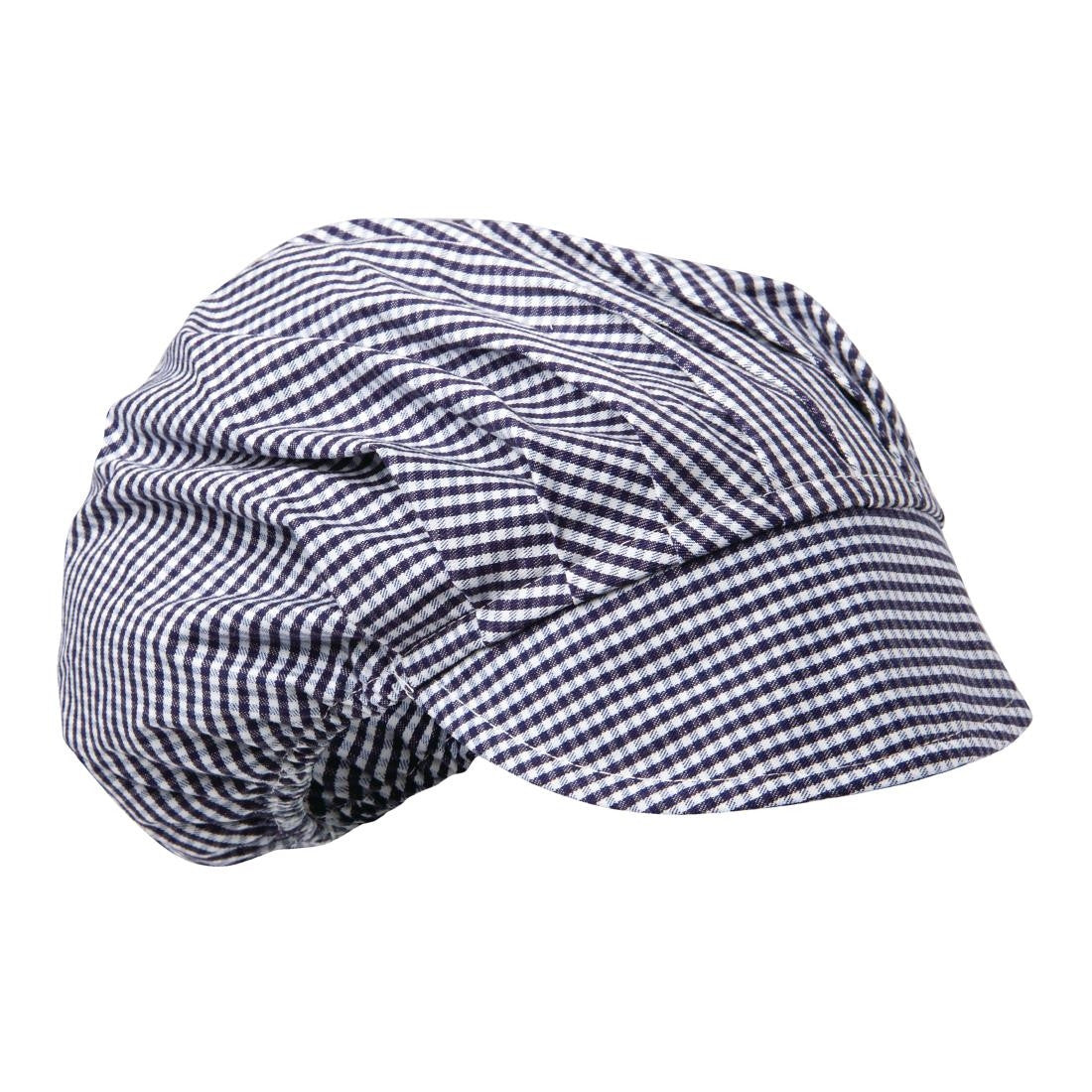 Whites Peaked Unisex Hat Blue and White Check B257