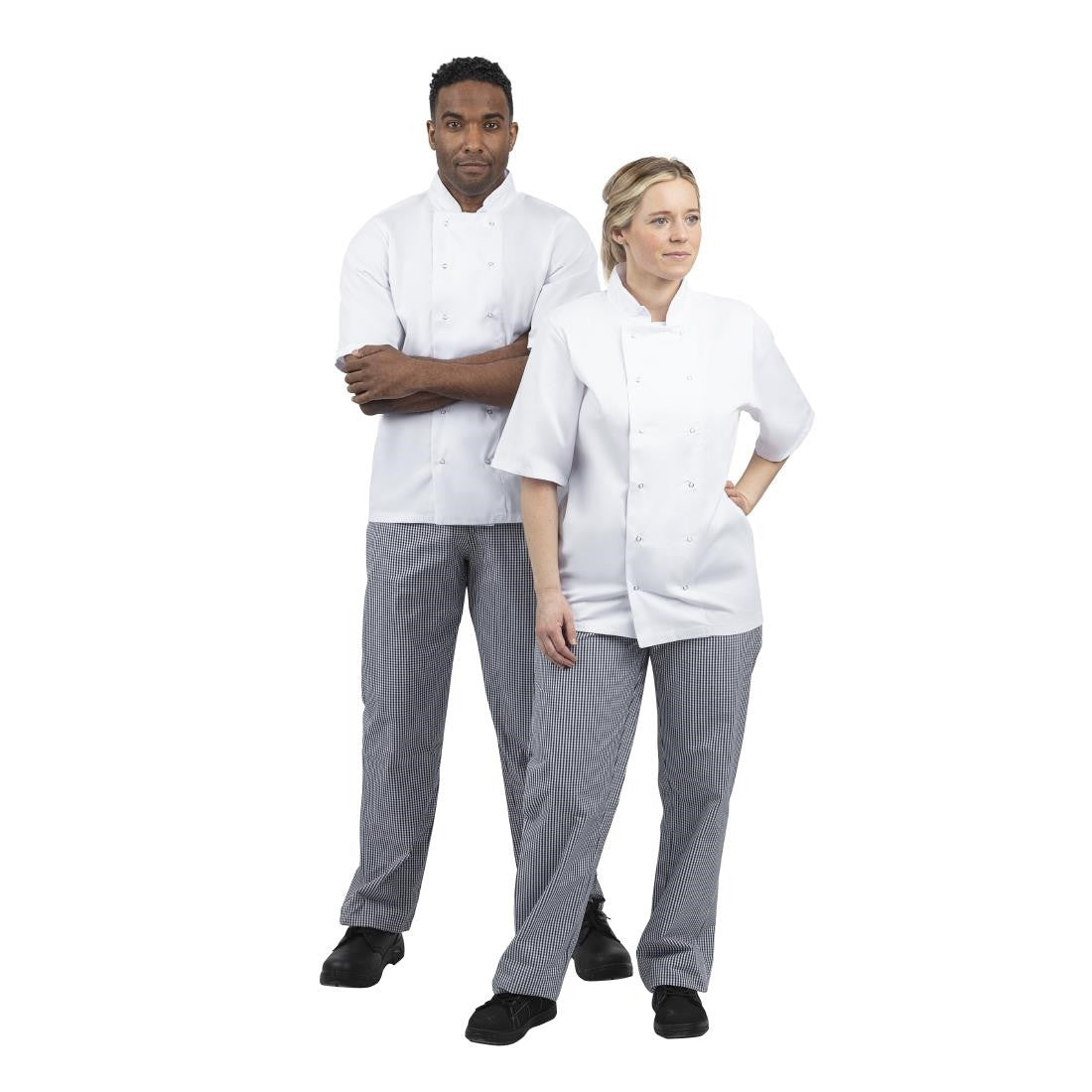 Whites Unisex Vegas Chefs Trousers Small Blue and White Check M B311-M