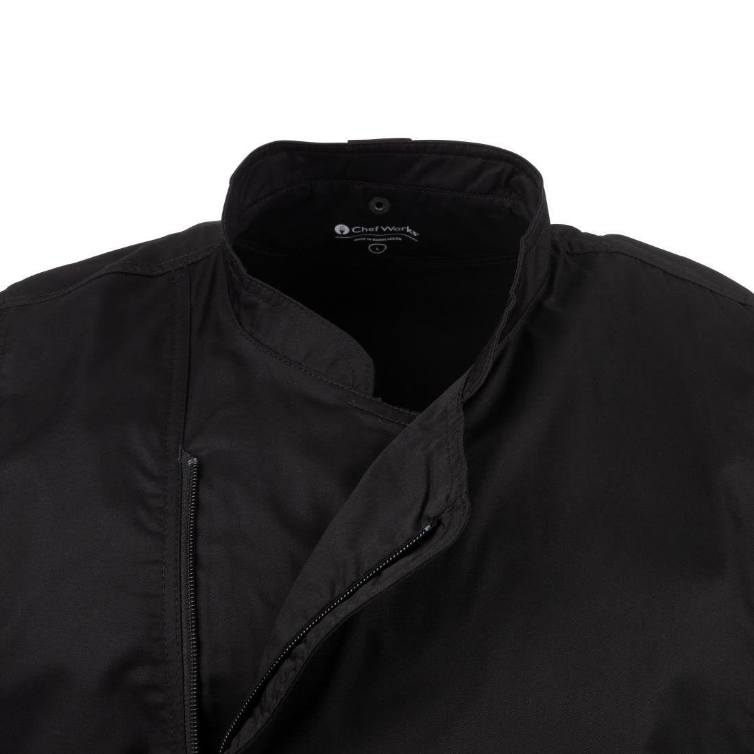 Chef Works Springfield Zipper Mens Chefs Jacket Black XL B472-XL